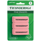 Wedge Erasers, Pink, 3 Count