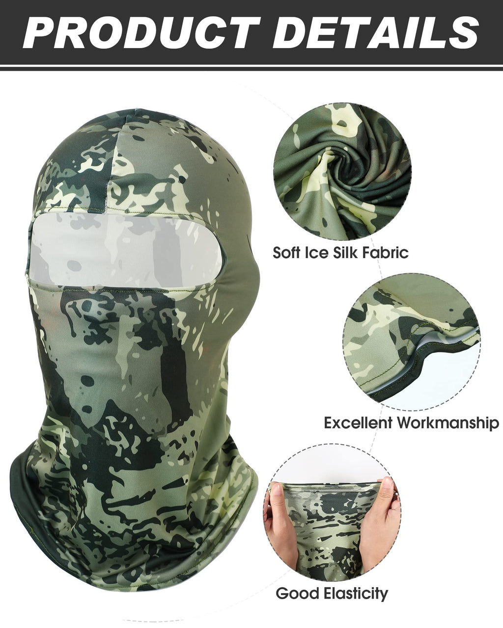 9 Pcs Balaclava Sun Protection Ski Mask Full Face Cover UV Protection Silk Mask Balaclava for Women Men Outdoor Sport(M) Camouflage