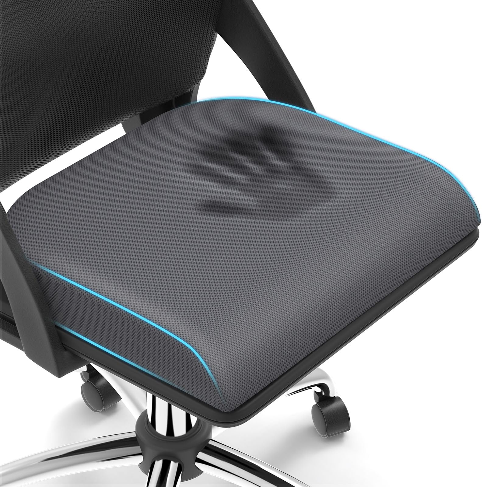 TranquilRelax Large Seat Cushion，Soft Foam Cushion for Long Sitting Hours on Office Chair, Home & Car, Non-Slip Chair Pad for Relieving Back & Sciatica & Hip & Coccyx Pain (Grey)