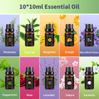 Katusie 500ML Essential Oil Diffuser with 10 Essential Oils Gift Set, Aromatherapy Diffuser Humidifier with 2 Mist Mode 4 Timers＆ 7 Ambient Light Waterless Auto Off for Large Room Home Office