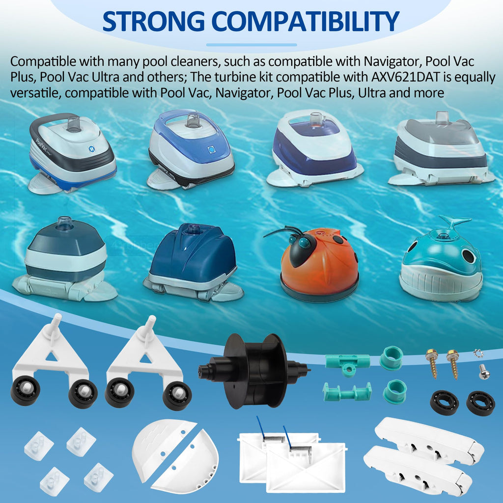 ChangTa Pool Cleaner Pod Swing Combo Kit, AXV621DAT Pool Vac A-Frame/Turbine Tune-Up Rebuild Kit + AXV417WHP Pod + AXV604WHP Bezel + Shoes + Flaps for Hayward Pool Vac, Navigator, Ultra, Aqua Bug