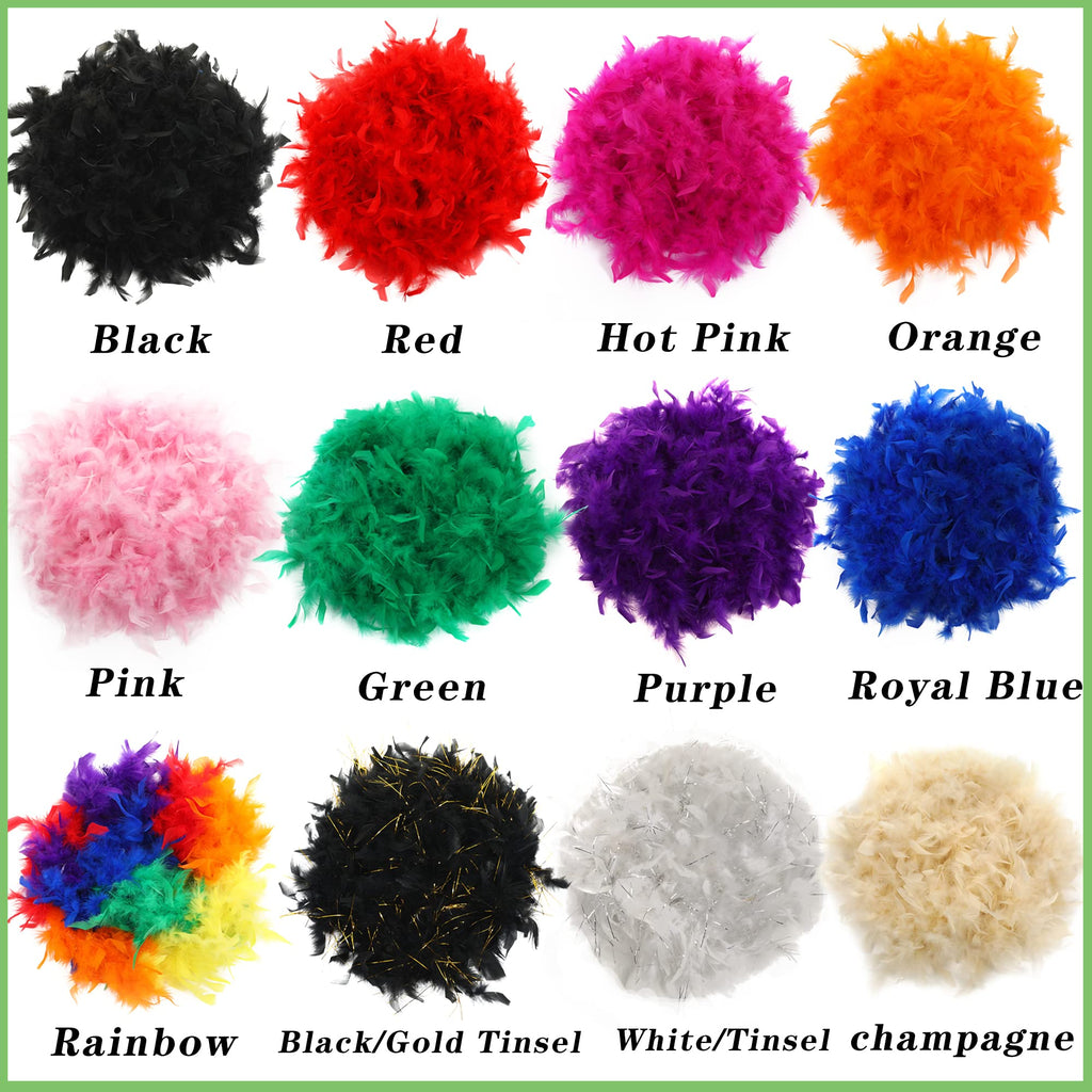 Larryhot White with Silver Tinsel Boas - 80g 2 Yards Feathers Boas for Party Bulk,Christmas,Wedding,Concert,Pet and Home Decoration(80g-WhiteSilverTinsel)