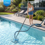 UIRWAY Upgrade Pool Vacuum Head with Side Brush & 360° Swivel Cuff, Heavy Duty Manual Kink-Resistant 1-1/2" x 30 Ft Vacuum Hoses, Weighted Triangular Shape for Inground & Above Ground Pool(No Pole)