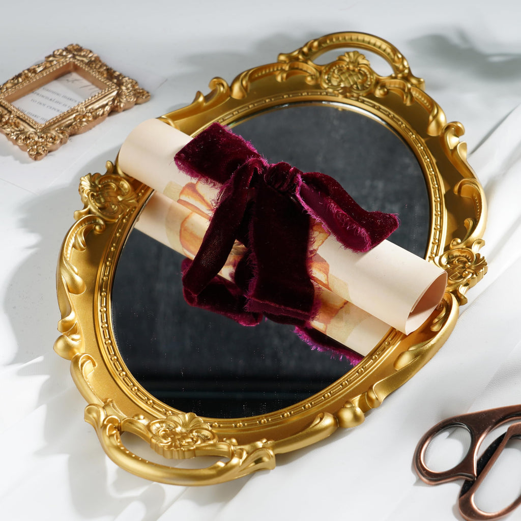 DINDOSAL Burgundy Velvet Ribbon 1.5 Inch Maroon Frayed Silk Velvet Ribbon Rustic Burgundy Christmas Velvet Ribbon Gift Ribbon Raw Edge Boho Ribbon Wedding Invitation Bridal Bouquet Ribbon -3yards