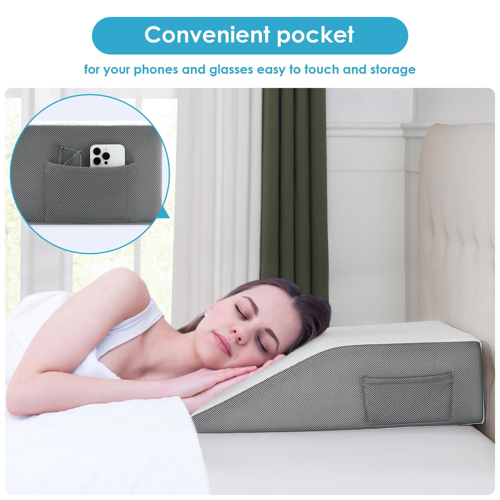 Cozymaker 6" Leg Elevation Pillows for Swelling, Cooling Gel Memory Foam Wedge Pillows for After Surgery, Sciatica Back Knee Hip Ankles Pain Relief, Leg Pillows for Sleeping