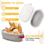 Dimpola Banneton Bread Proofing Basket - Cotton Oval Banneton Basket Set of 2 Sourdough Proofing Baskets Round Proofing Bowls Handmade Rattan Baskets and Liners
