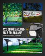 COOZAMING Solar Spot Lights Outdoor Waterproof Halloween Decorations Lights, 63 LED 3 Lighting Modes IP65 Landscape Lighting Solar Powered Flood Lights for Yard Garden House Christmas Decor-4 Pack