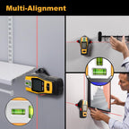 PREXISO 2-in-1 Stud Finder with Laser Level, Rechargeable Multi Surface Cross Line Laser & Wall Stud Scanners Tool for Hanging Frames & Picture, Wood Ac Wire Metal Studs Joist Pipe Detection