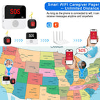 WiFi Wireless Caregiver Pager Call Button System Emergency Alert Button for Seniors Patient Disabled Elderly 1 Panic Button 1 Receiver(only Supports 2.4GHz Wi-Fi)