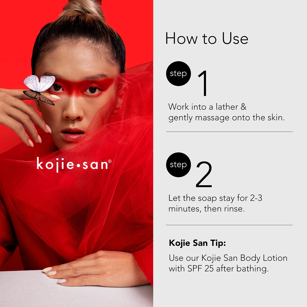 Kojie San Skin Brightening Soap – The Original Kojic Acid Soap that Reduces Dark Spots, Hyper-pigmentation, & other types of skin damage – 100g x 6 Bars