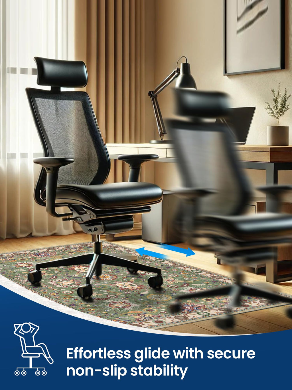 PROHALO Office Chair Mat for Hardwood Floor, 48"X 60" Desk Chair Mat for Hard Floors, Floor Mat for Office Chair，Under Desk Ofiice Rug for Rolling Computer Chair Gaming Chair-Green