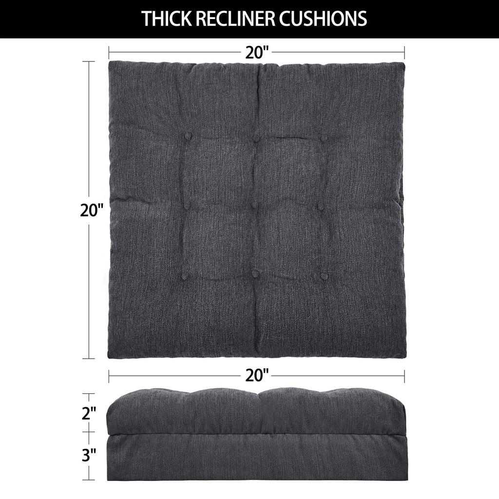 HAVARGO Recliner Cushions for Elderly, 20x20x5 Inch Thick Chair Cushion Patent Design Soft Tufted Dual Layer Booster Seat Cushions for Seniors Recliner Risers Gray 1P
