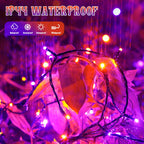 JMEXSUSS Orange and Purple Solar Halloween Lights, 2 Pack Each 100 Led Solar String Lights Outdoor Waterproof for Halloween Tree Christmas Decoration