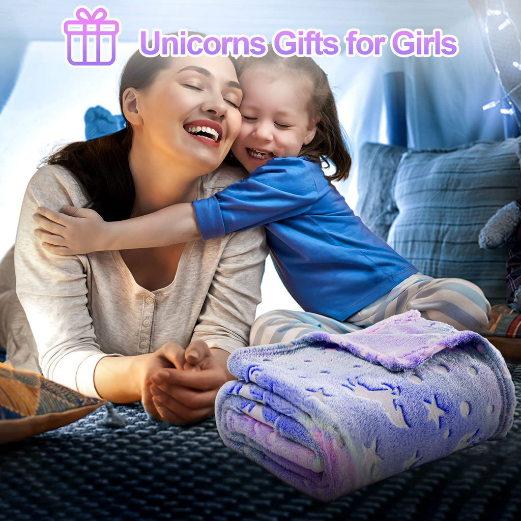 Unicorn Glow in The Dark Blanket, Unicorn Blanket for Girls/Kids Age 3-12, Toddler Soft Fleece Blanket Throw Birthday Gift 40"x60"