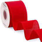 Ribbli Red Linen Wired Ribbon,2-1/2 Inch x Continuous 10 Yard, Red Burlap Wired Ribbon Christmas Ribbon for Wreaths, Big Bow Crafts,Gift Wrapping,Christmas Tree Decoration