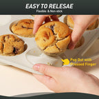 24 Cups Silicone Muffin Pan with Metal Reinforced Frame Mini Size Cupcake Pan Tray Egg Bites Silicone Circle Cookie Molds Muffin Tin Tart Pans Non Stick Toxic Oven Safe Baking Sheet Set