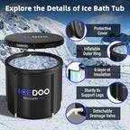 Upgrade XL Ice Bath Tub for Athletes, 119 Gallons Hot & Cold Plunge Tub with Cover for Recovery, Cold Water Therapy, Multiple Layered Portable Whirlpool Bathtubs for for Home, Gym & Outdoor
