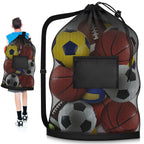 Extra Large Soccer Ball Bag, 40" x 30" Drawstring Mesh Ball Bag with Pocket, Heavy Duty Sport Net Sack for Coaches, Storage Bag for Basketball, Volleyball, Gym Equipment, Swimming Gear (1)