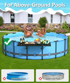 BoYata Pool Bar, Above Ground Pool Side Bar, 49.4×9.6" Galvanized Iron Poolside Table Holds 110LBS, Swim Up Bars Fit Top Rails 4.48" or Less, Frame Above Ground Round & Oval Swimming Pools Accessories