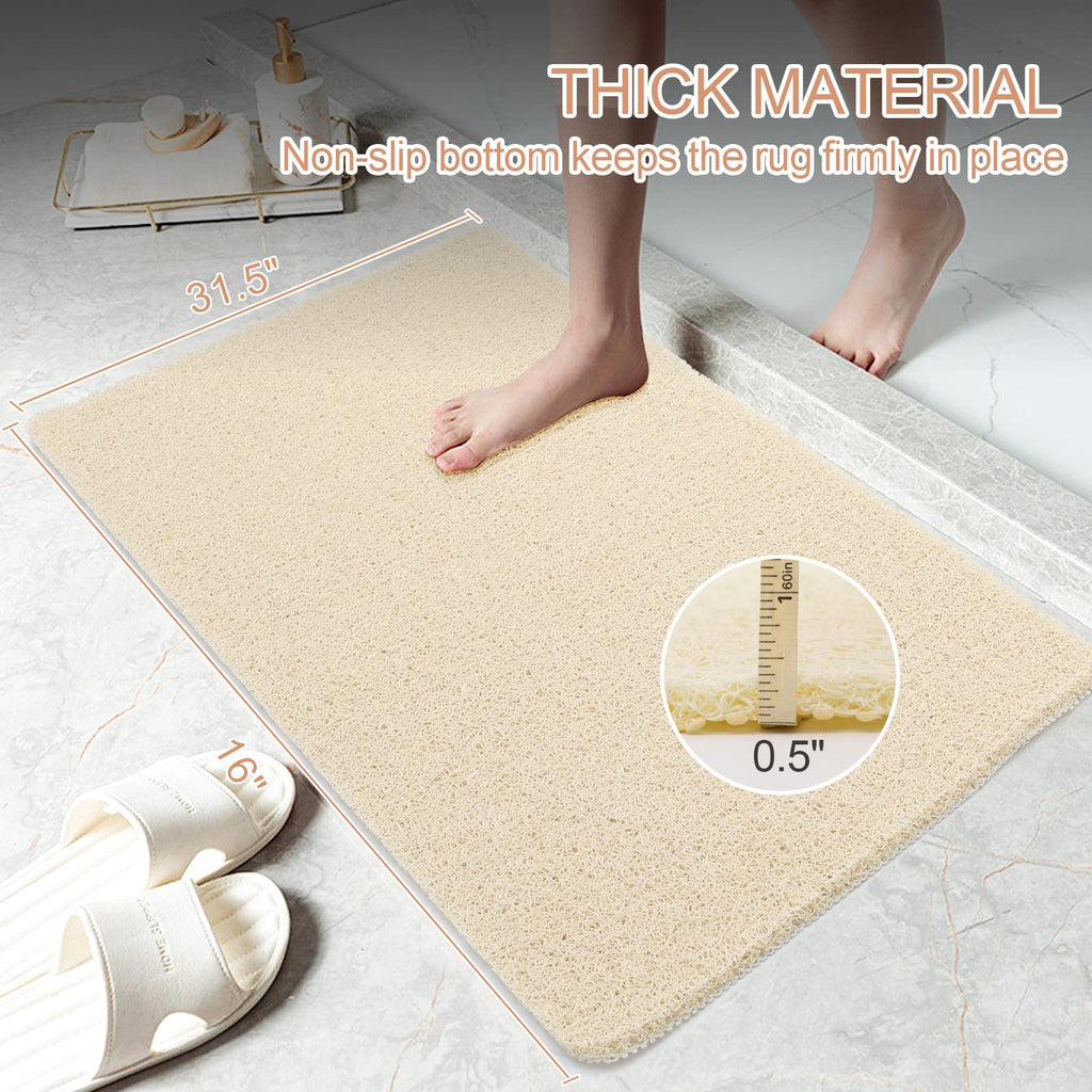 Joyhalo Shower Mats for Showers Anti Slip for Elderly, 17'' x 30'' Non Slip Bath Mat for Inside Shower, Bath Tub Mats for Bathroom Non Slip for Shower, PVC Loofah Bathroom Mats, Beige