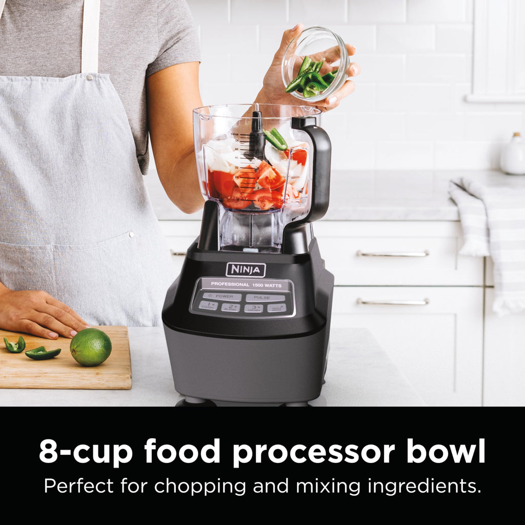 Ninja Blender, Food Processor, Blender for-Smoothies, Includes Pitcher, Smoothie Cup, and 8-Cup Bowl, Salsa, Dough, Shakes, Slush, and Frozen Drinks, Mega Kitchen System, 120 Volts, Black, BL770AMZ