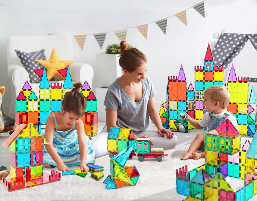 Jasonwell Magnetic Tiles Kids Magnetic Blocks Building Sets 3D Magnet Tile Building Blocks Toy Construction Educational STEM Toys Gifts for Toddlers Boys Girls 3 4 5 6 7 8 9 10 + Year Old