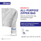 Polaris Genuine Parts K13 All-Purpose Zipper Replacement Debris Bag, for Automatic Pressure Pool Cleaner Vac-Sweep 280