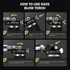 RAVS Butane Torch Lighter, Refillable Butane Kitchen Torch with Safety Lock and Adjustable Flame, Creme Brulee Torch for Baking, BBQ, Blow Torch for Cooking, Black, Butane Gas Not Included