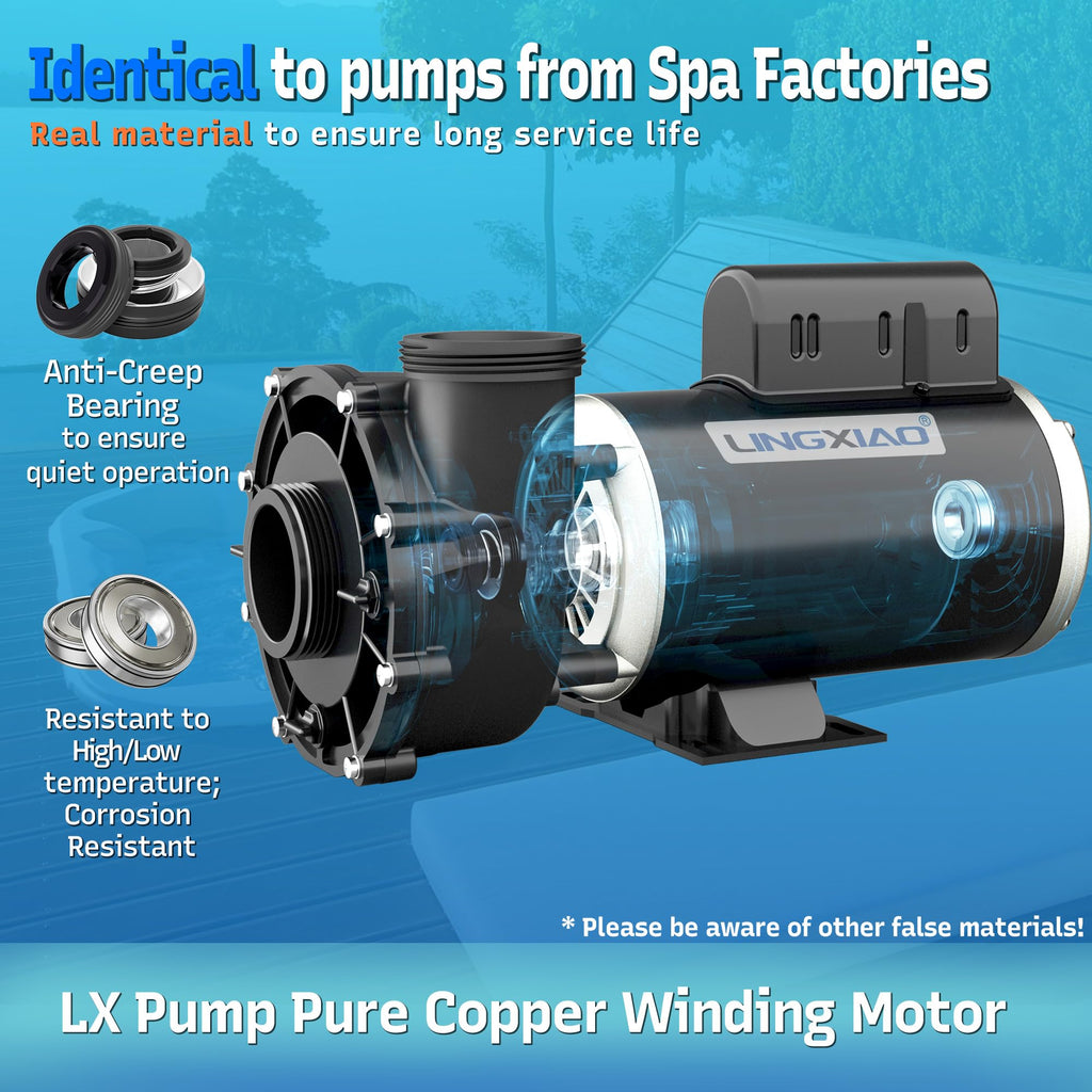LINGXIAO SPA Pump, 4HP Hot Tub Pump - 2 Speed LX SPA Pumps Motor 220-240V, 2" Port, 56 Frame (Model: 56WUA400-II)