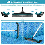 Deluxe Swimming Pool Cleaning Kit Including Pool Net and Vacuum Head, Pool Brush with 13Ft Pole for Above Ground & Inground Swimming Pools