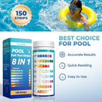 NewTest Pool Salt Test Strips: 150CT 8 in 1 Professional Pool Test Strips for Salt Water Pool & Hot Tub & Spa & Swimming Inground Pools - Quick Accurate Results Saltwater Pool Testing Kit