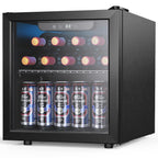 Joy Pebble Beverage Refrigerator Cooler 1.3 Cu.Ft, 12 Bottle 55 Can - Mini Fridge with Glass Door for Beer Drinks Wines,Freestanding beverage fridge with Adjustable Shelving