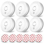 Ecoey Smoke Alarm Fire Detector, Battery Included Photoelectric Smoke Detector with Test Button and Low Battery Signal, Small Fire Alarm for Home, Bedroom FJ136GB, 6 Packs