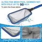 Pool Cleaning Kit, 14.5'' Pool Brush Head & Ultra Fine Mesh Pool Skimmer Net with Pole, Aluminum Frame Pool Net Skimmer & Pool Brush with Pole,Pool Net & Pool Brushes for Cleaning Pool Walls with Pole