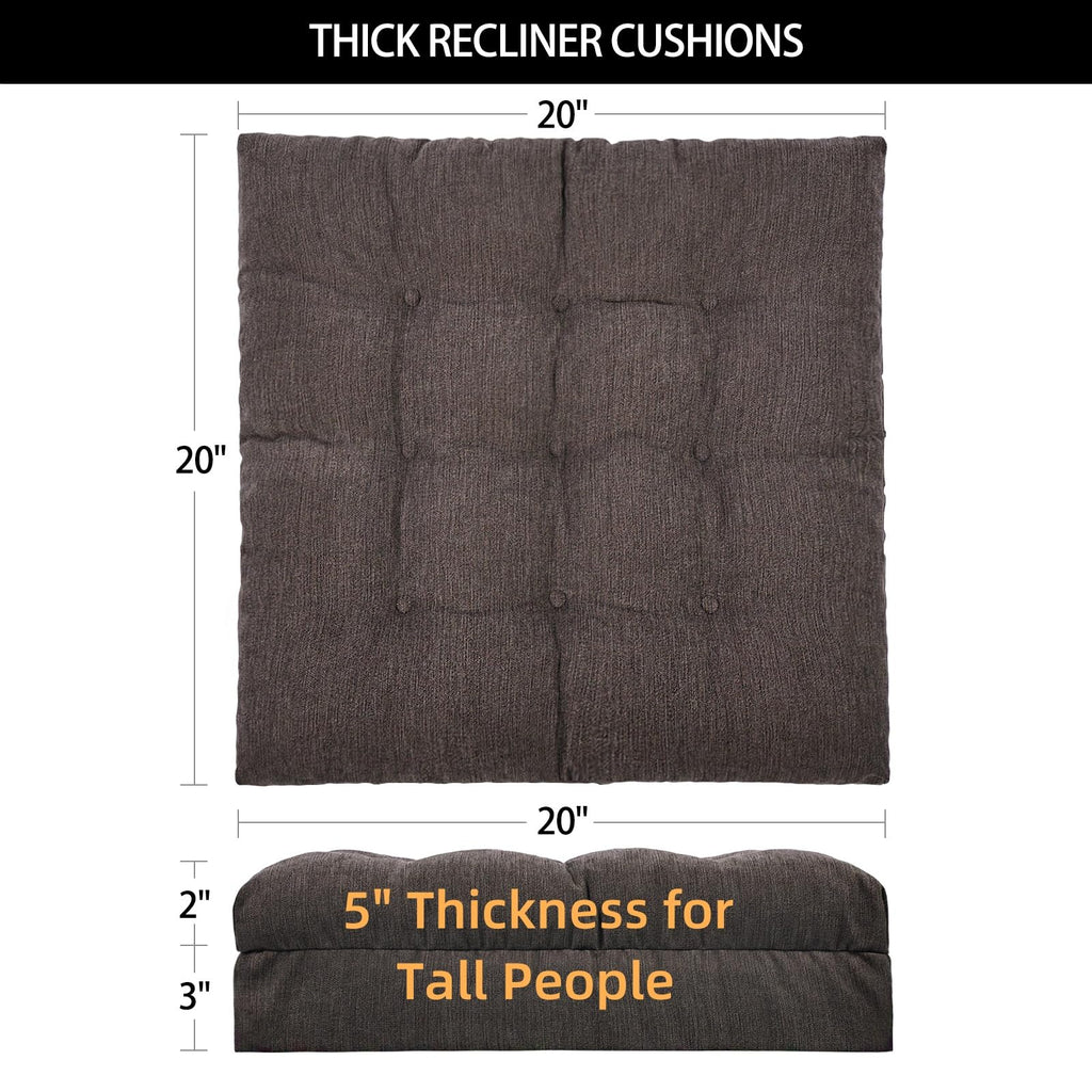HAVARGO Recliner Cushions for Elderly, 20x20x5 Inch Thick Chair Cushion Patent Design Soft Tufted Dual Layer Booster Seat Cushions for Seniors Recliner Risers Taupe 1P