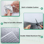 Reflective Bubble Insulation Sheet, Double Side Aluminum Foil Bubble Shield, Aluminum Foil Thermal Insulation Radiant Barrier for Windows, RV, Roof, Garage Door (23.6IN X 10FT)