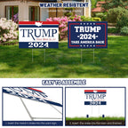 Subacy 2 PCS Trump 2024 Yard Sign 17.3 * 11.8 Inches, Double Sided Trump Yard Signs with Metal H-Stake, Take America Back Signs, Outdoor Lawn Yard Signs Decorations (Blue+White)