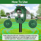 Ultrasonic Animal Repeller Outdoor,Cat Repellent & Deterrent with PIR Sensor & Flashing Light,Solar Powered Deer Repellent Device for Squirrels,Raccoons,Skunks,Rabbits,and Dog,IP65 Waterproof - 2 Pack