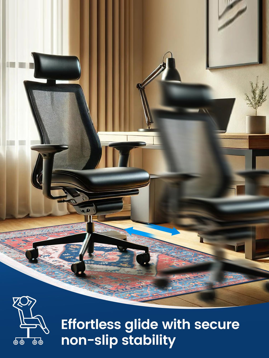 PROHALO Office Chair Mat for Hardwood Floor, 48"x60" Desk Chair Mat for Rolling Chairs, Non Slip Computer Chair Mat, Office Rug Mat for Office Home Hard Floor, Under Desk Mat for Gaming Chair-Red