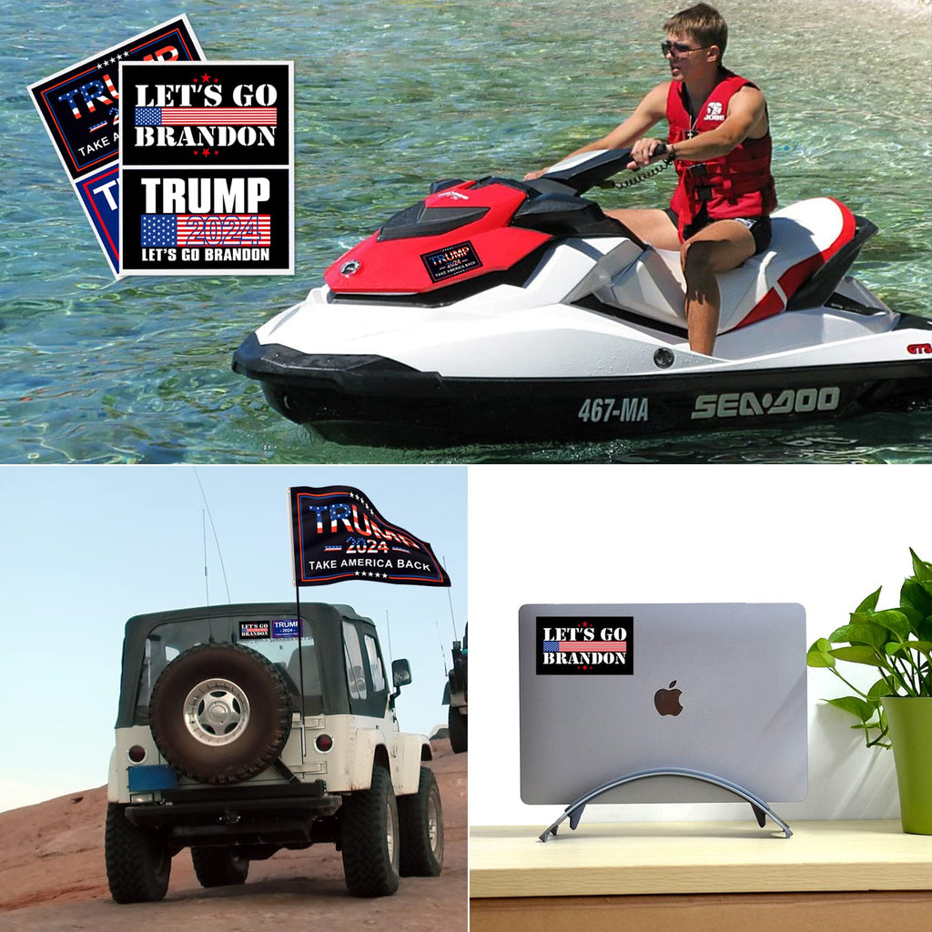 Trump 2024 Flag, 3x5 Feet Trump Flag 2024 Take American Back with 4 Pcs Trump 2024 Sticker, 3 Ply Double Sided Trump 2024 Flag with Brass Buttonhole Trump Flag for Outdoor Room (Black)