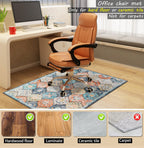 Orange Blue Office Chair Mat - 48"x36" Anti-Slip Rug for Hard Floor