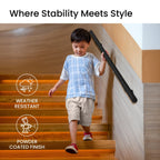 Meranti Aluminum Handrail for Indoor or Outdoor Steps and Stairs – Hand Rails for Elderly – DIY Complete Stair Railing Kit (3' Length, Black)
