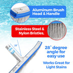 440 Combo Nylon and Stainless Steel Pool Brush - 18-Inch Heavy Duty Pool Brush Head for Cleaning Inground Pool Tiles, Walls, Floor and Steps - Scrub Brush Replacement Head, Strong Bristles - No Pole