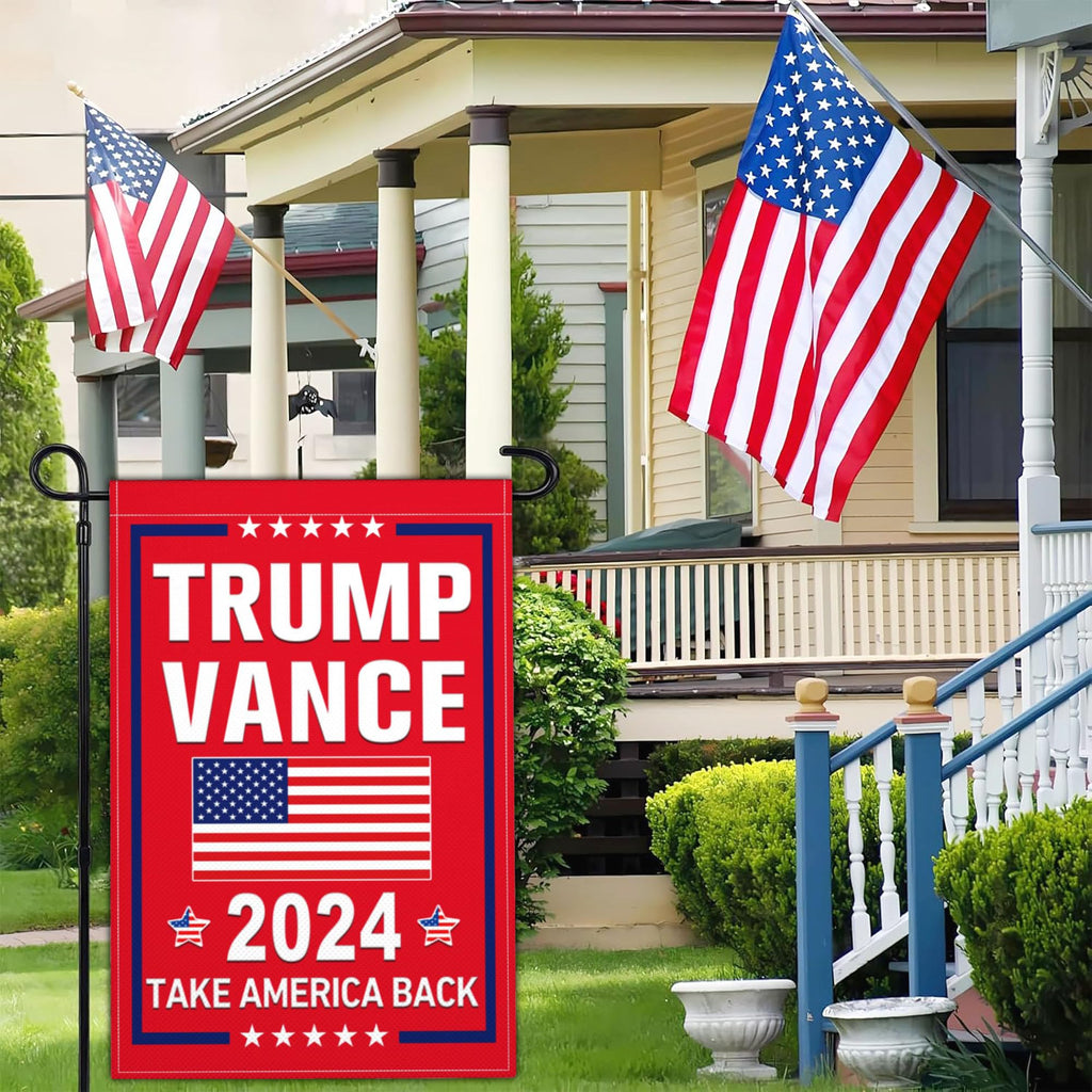 NASIAN Trump Vance 2024 Garden Flag Take America Back Garden Flag Trump Vance 2024 Yard Signs Patriotic American Garden Flags for Outside 12x18 Double Sided Outdoor House Lawn Decorations Banner