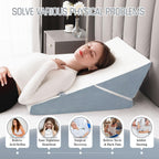 FSCGIFE Bed Wedge Pillow for Sleeping, 9&12 Inch Adjustable Bed Wedge Pillow for After Surgery, 7-in-1 Memory Foam Triangle Wedge Pillow, Relieve Acid Reflux, Gerd, Snoring