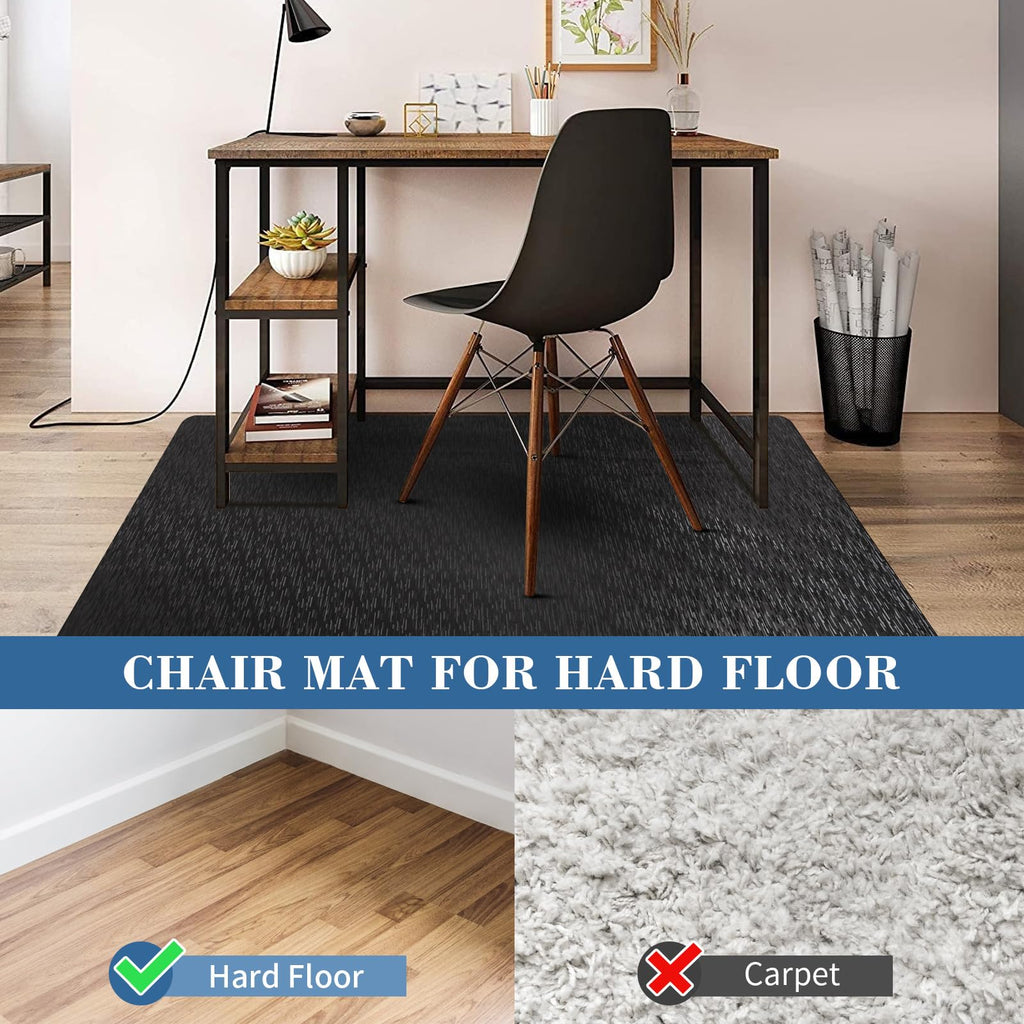 Office Chair Mat, TYDLE 50" x 65" Large Chair Mat for Hard Floor, Vinyl Chair Mat for Gaming Chairs, Slip Resistant Floor Protector Rolling Computer Desk Mat for Hardwood Floor, Black
