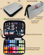 Easy to Use Light Grey Sewing Kit - Christmas Gifts for Girls, Teens, Moms & Kids - Beginner Hand Sew Kit for Clothing Repairs. Includes 30 Needles, Thread, and All Essential Supplies for Small Fixes