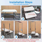 Hotodeal Step Stool with Handle for Elderly, Foot Stool with Handle, Adjustable Height & Non-Skid 2 Steps Medical Step Stool with Handrail, Heavy Duty Hold up to 350lbs for Senior, Surgery Patients