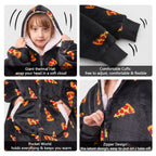 JOYWOO Kids Wearable Blanket Hoodie, Pizza Oversized Sherpa Hooded Blanket Birthday Christmas Gifts for Girl Boy, Cozy Sweatshirt Blanket with Giant Pocket and Zipper