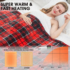Heated Blanket Electric Throw 50X60, Christmas Heating Blanket Gift with 10 Heating Levels & 8 Hours Auto Off, Red Plaid Checkered Sherpa Blanket Warmer for Adults, Couch Bed Office Use, ETL